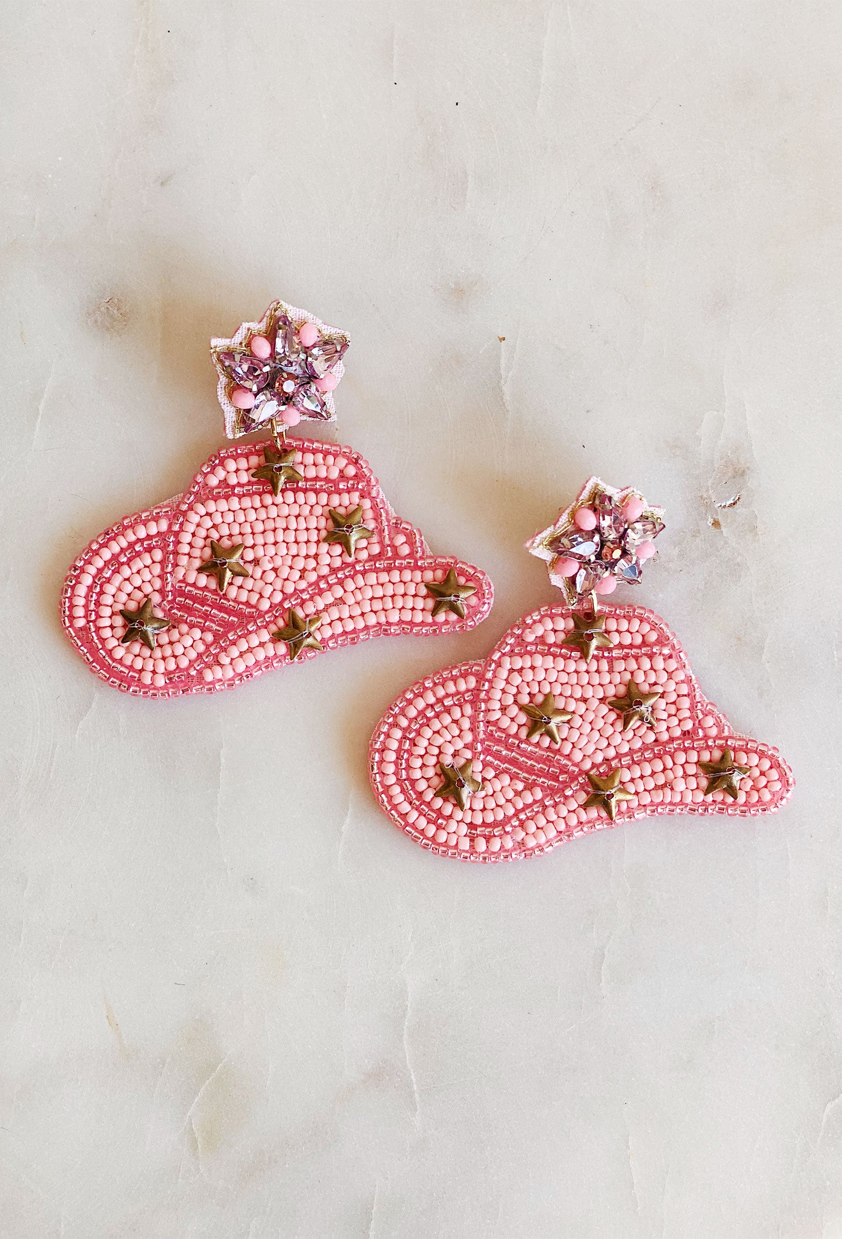 Light Pink Rhinestones Beaded Earrings  Beaded earrings, Rhinestone bead,  Pink rhinestones
