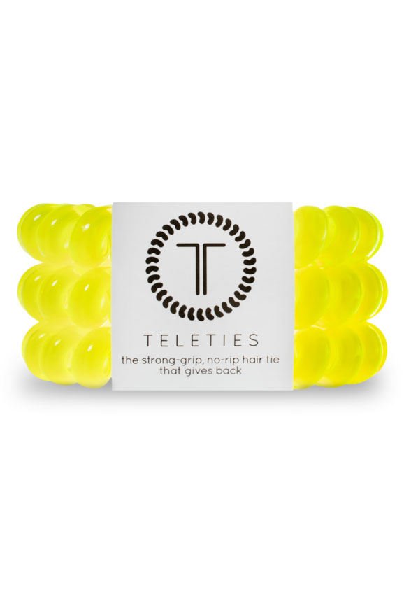 TELETIES Large Hair Ties- Flashbulb, Yellow Hair Coil Hair Tie 