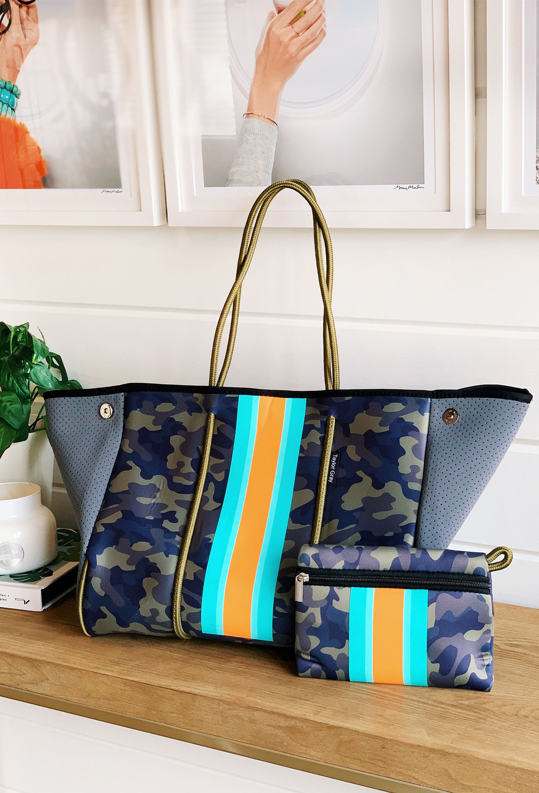 The Taylor Camo Neoprene Tote Groovy s