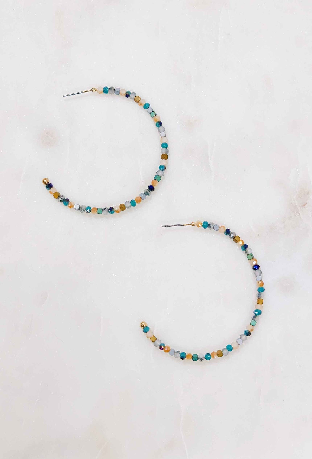 Delicate Gold Hoop + Bead Earrings – Venn + Maker