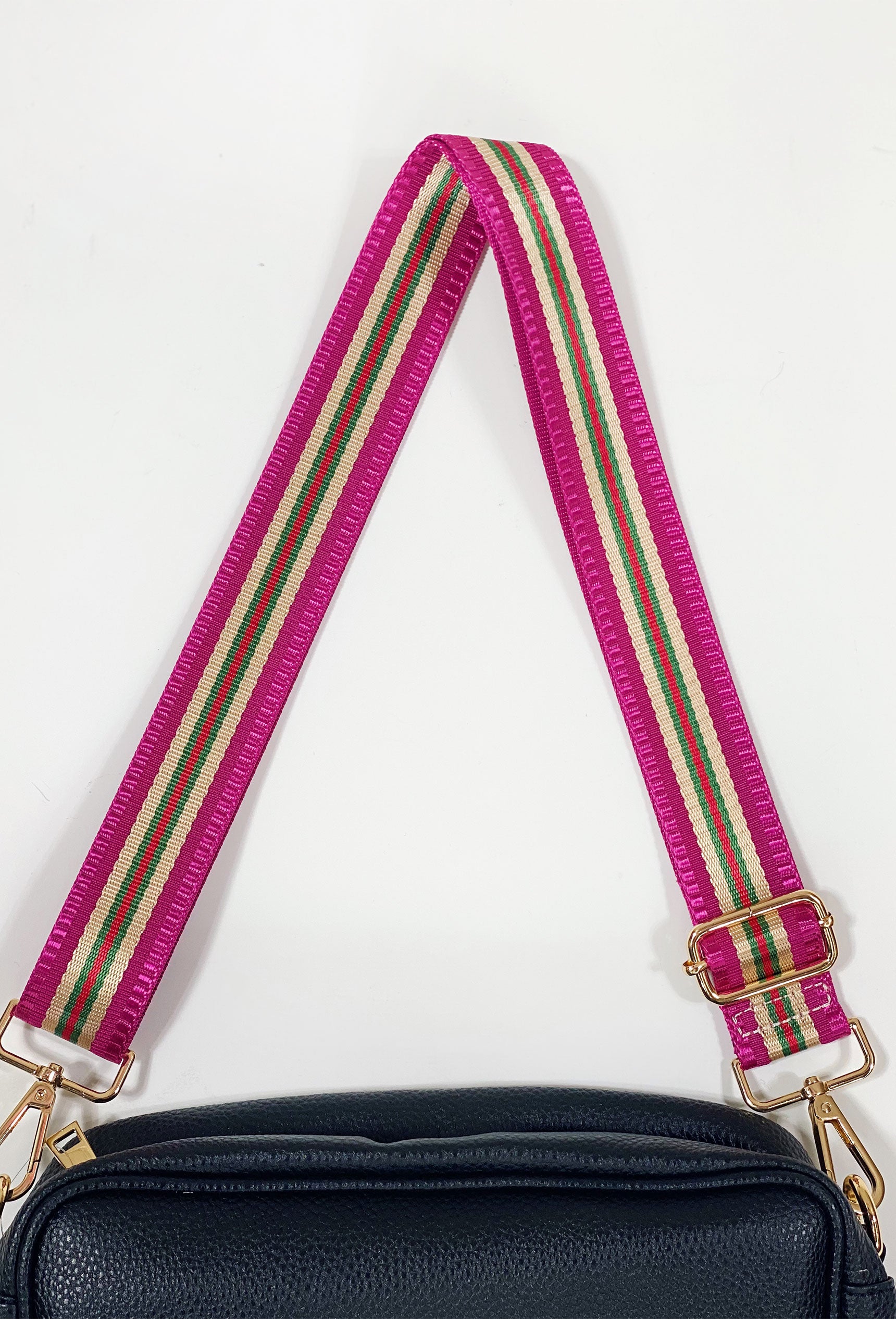 Crossbody bag with striped strap sale