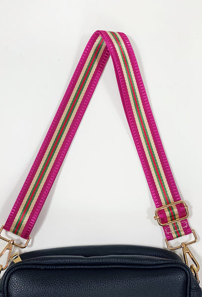 Red, Gold and Cream Longer Length Cross Body Bag Straps - 142cm x 4cm Metallic Stripe